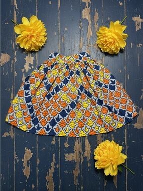 Bespoke Navy, Orange & Yellow Circle Skirt
